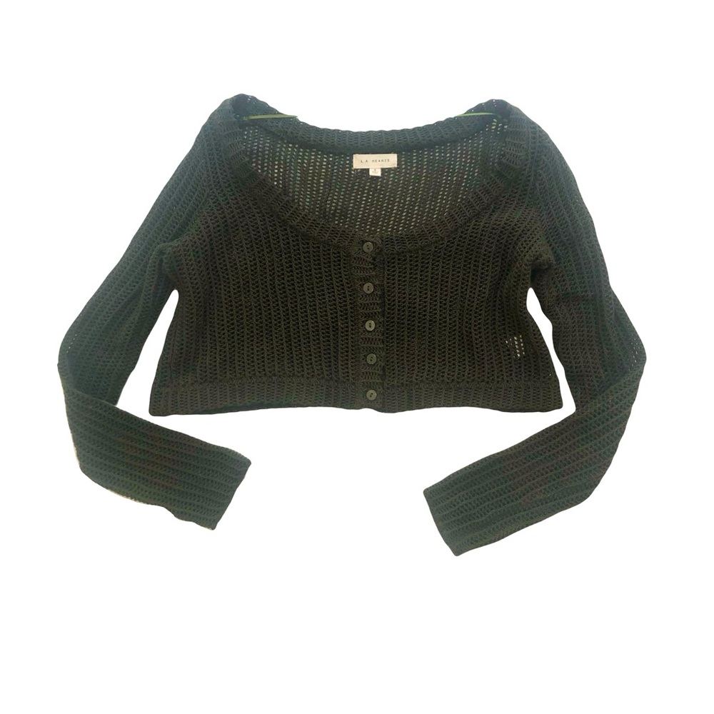 Dark forest green crochet cardigan from pacsun